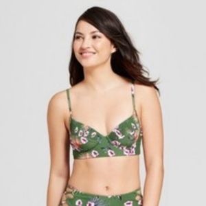 Tori Praver Green Floral Underwire Pushup Bikini Swim Top NEW WITH TAGS! NWT!